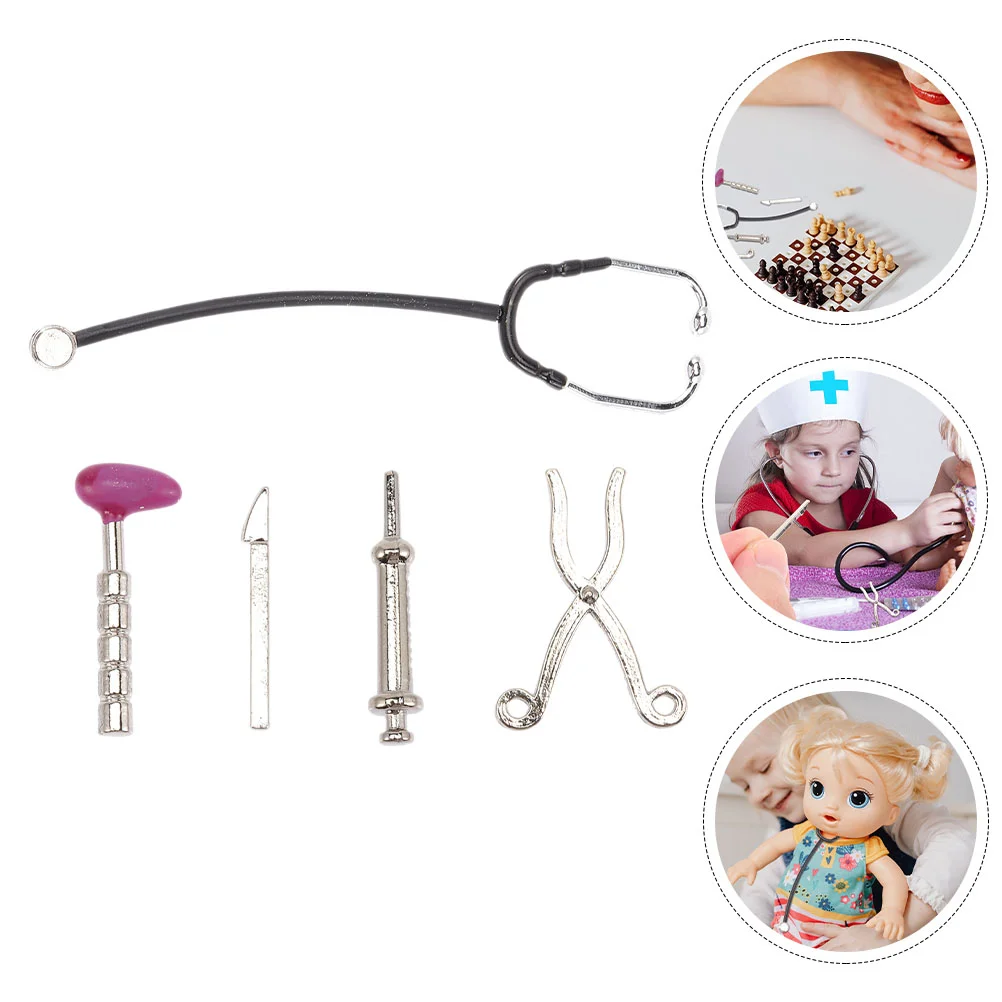 

Mini Dollhouse Doctor Suit Miniature Tools Syringe Model Accessories Stethoscope