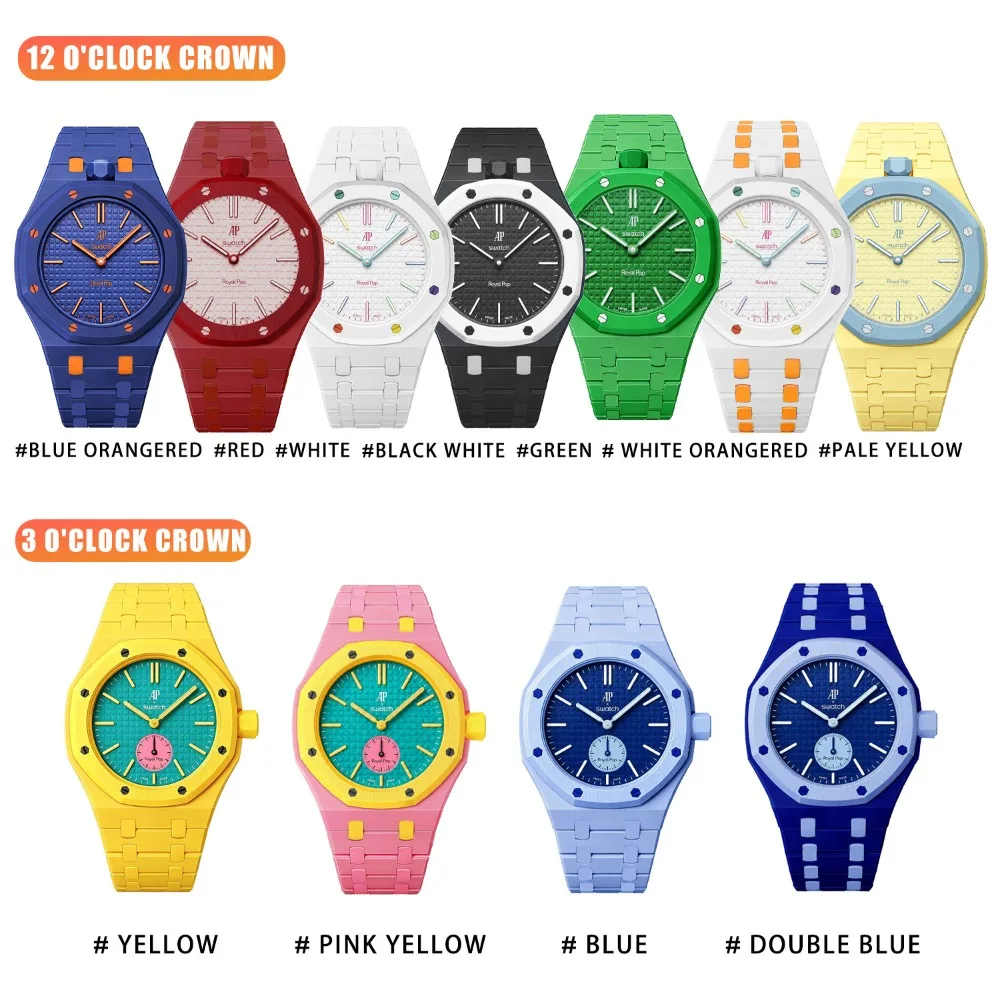 Mod Kit Case for Swatch Omega MoonSwatch Strap AP Style Watch Case Ceramic Texture Rubber Band Modification Accessories