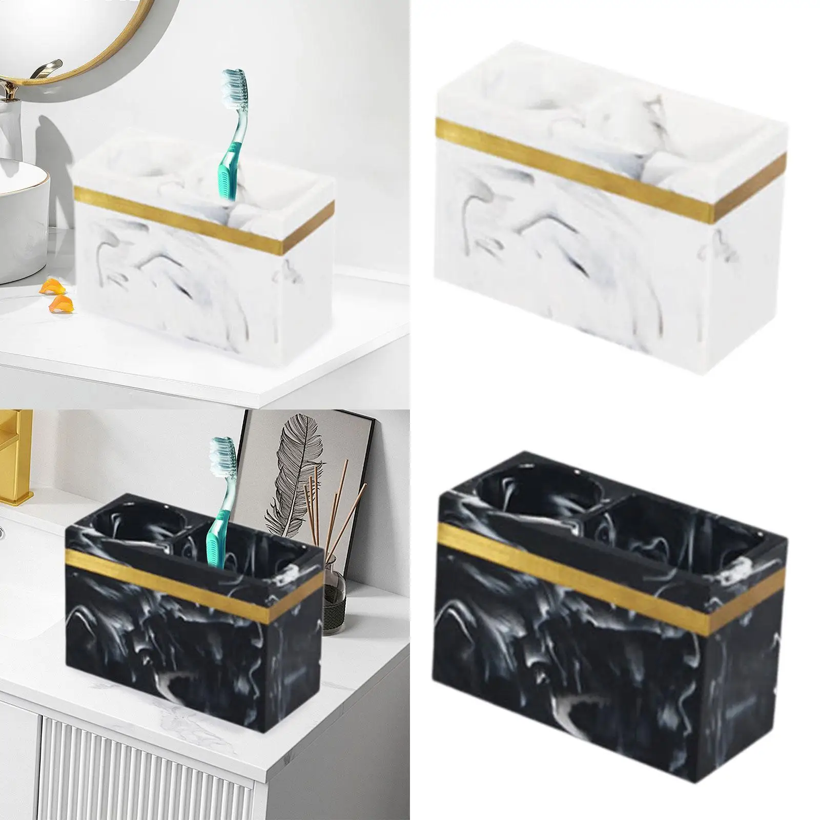 

Toothpaste Holder 2 Slots Multifunctional for Desks Toothbrush Toothpaste