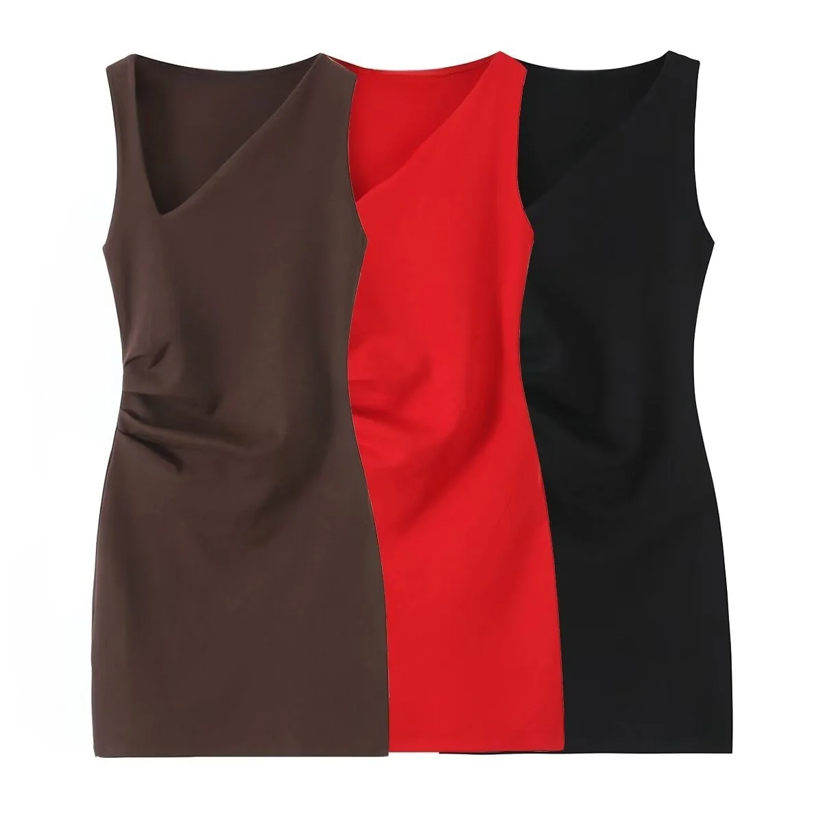 

Taop&Za 2025 Sleeveless Asymmetric Ruched Design Women's Bodycon Dress for Party and Daily Wear Fashionable and Comfortable