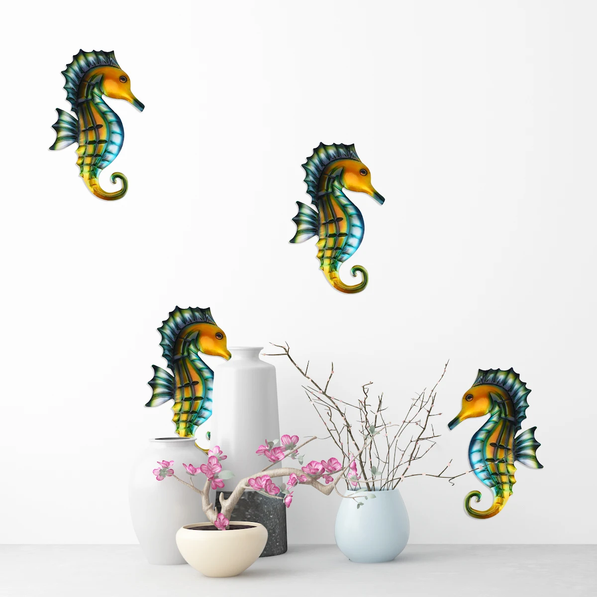 

1 pc Hippocampus Wall Hanging Iron Craft Decoration Festive Party Pendant Metal Adorable Pendant Creative Home Charm Decorative