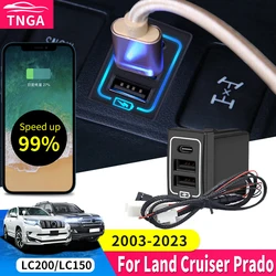 For Toyota USB Charging Plug PD Type C Fast Charging Interface Land Cruiser 200 Prado 150  LC150 LC200 Modification Accessories