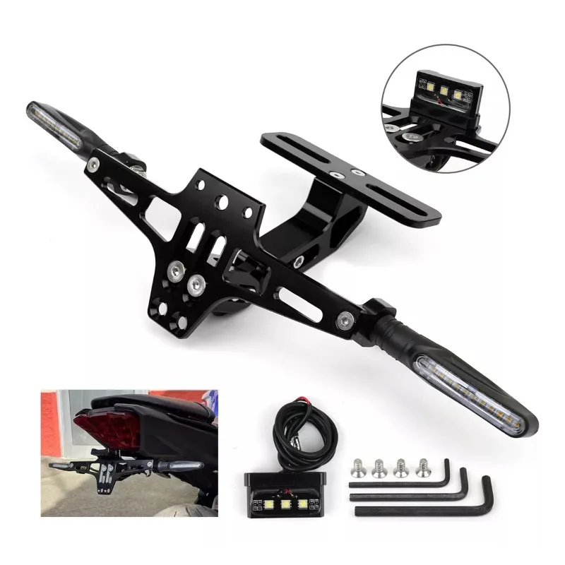 

Motorcycle License Plate Holder Number Plate Holder With Turn Signal Lights For Yamaha MT07 For Kawasaki Z800 For Honda For BMW
