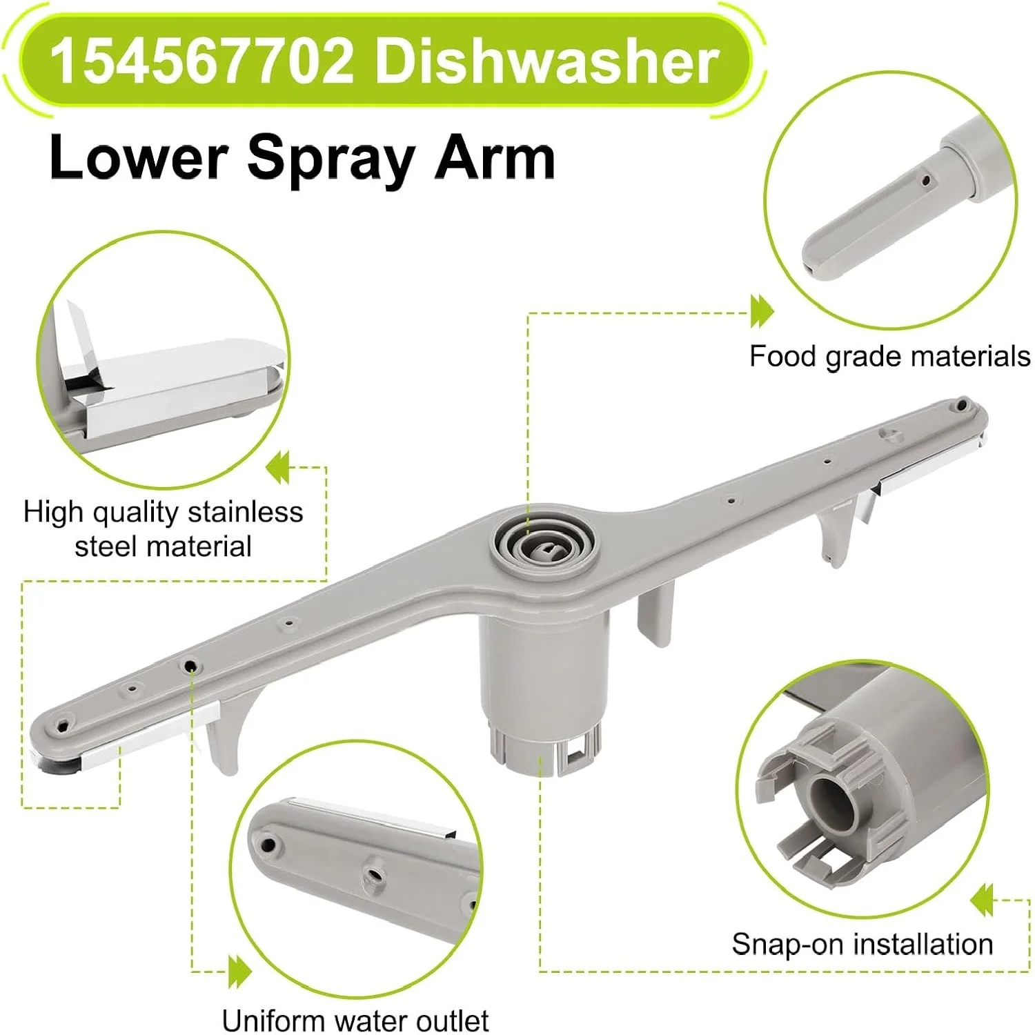 New 5304518927 154567702 Dishwasher Spray Arm For Kenmore Frigidaire Dishwasher Lower Spray Arm Assembly Replaces AP6810011, 154567701, 5304507175, 154567701