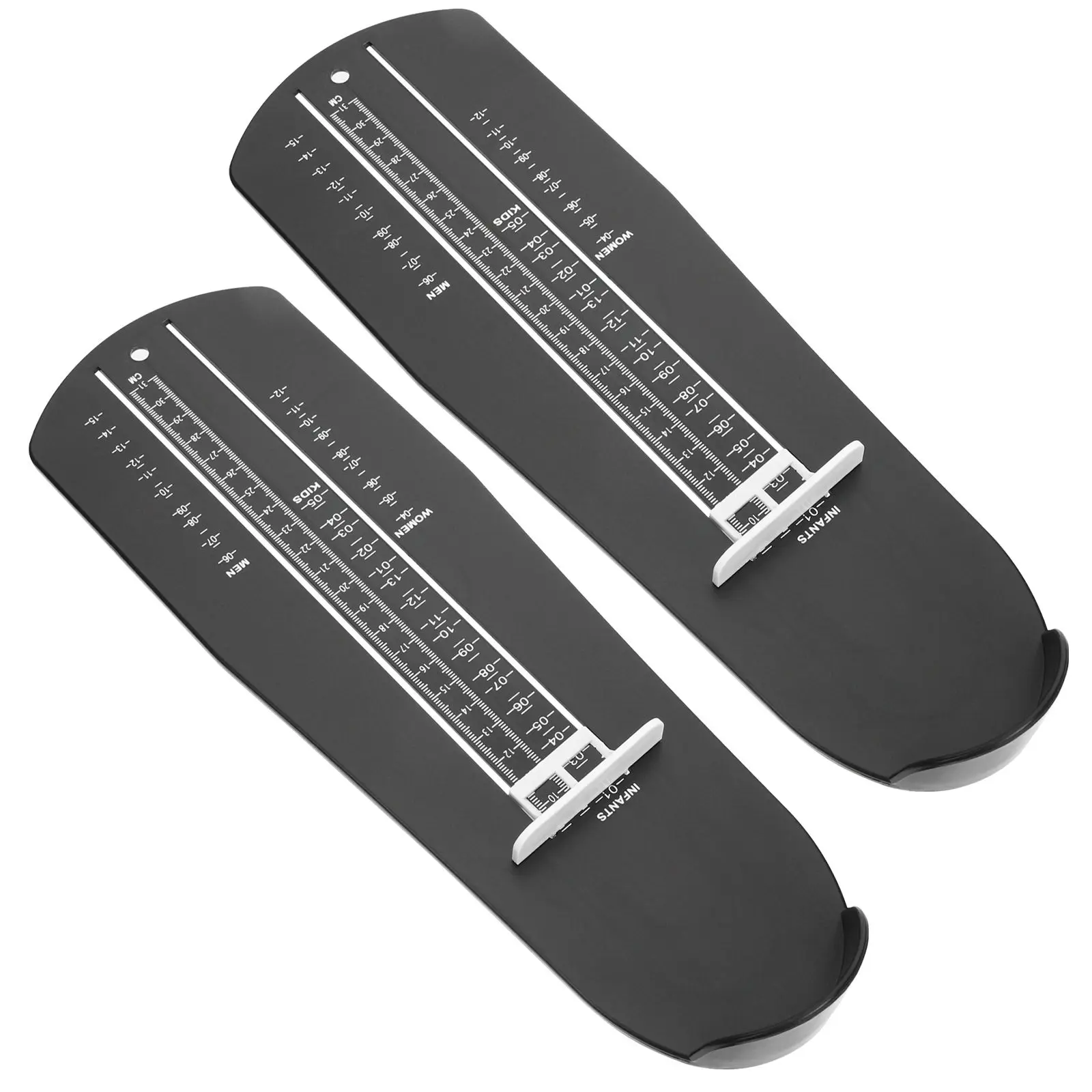 

2 Pcs Foot Length Measurement Ruler Adult Kids Black Plastic Shoes Measurer Shoe Size Device Lightweight Portable