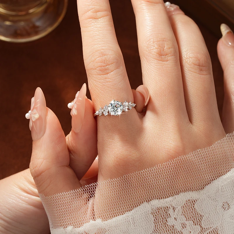 IOGGOU 6,5 mm runder D-Farben-Moissanit-Verlobungsring für Frauen, sechszackiger Ehering, GRA 1CT, imitierter Diamantschmuck, Geschenke – Detail 9