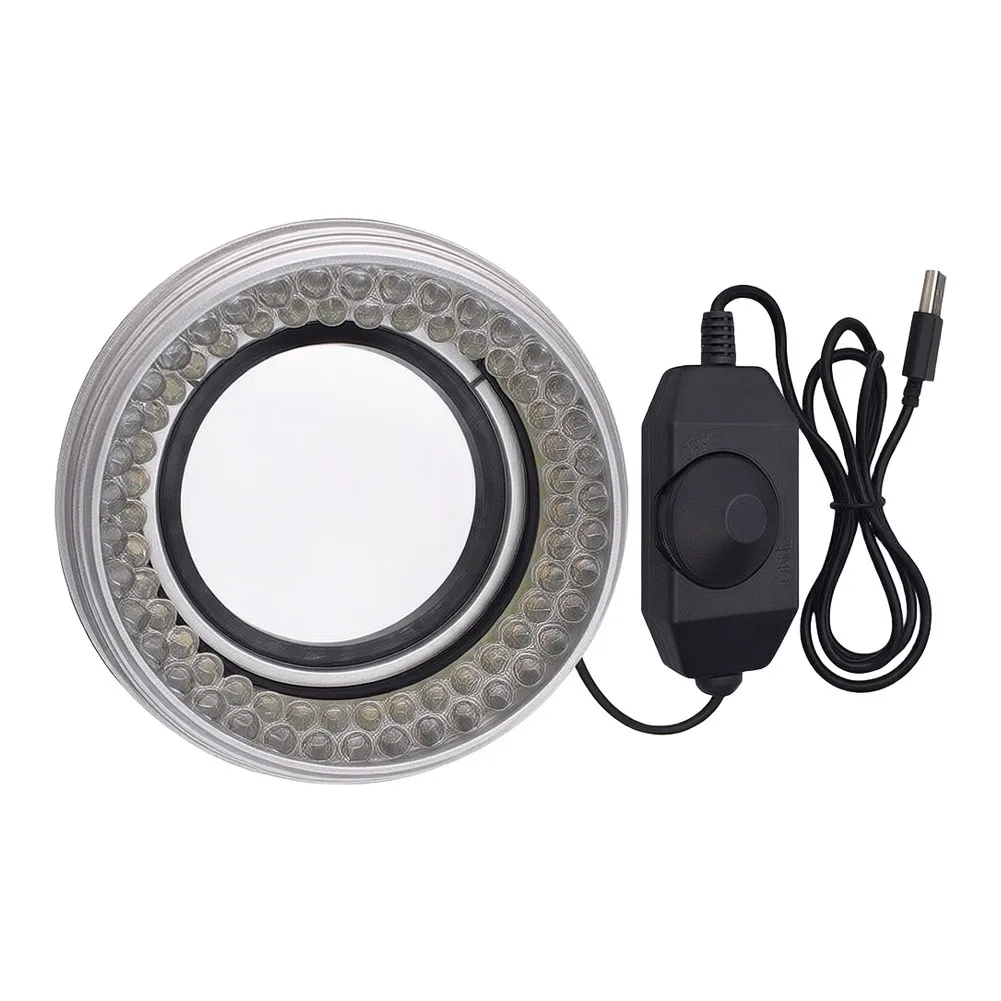 HW241 72 LED microscope ring light optimized for detailed inspection adjustable dimming 6500K 25W DC3.7 5.2V ID45mm / 1.77in