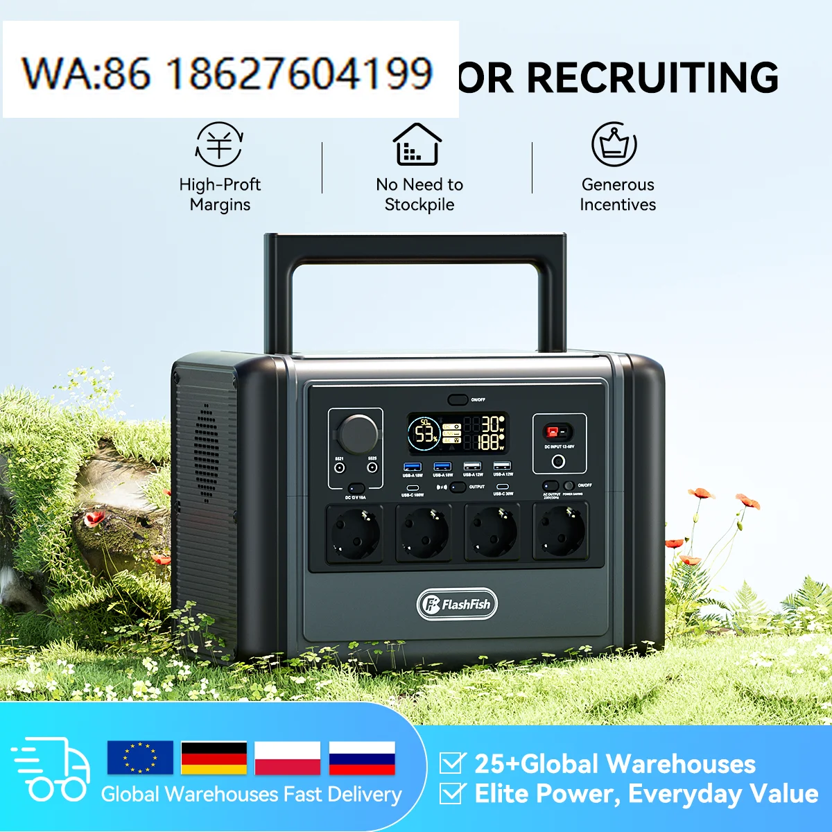 1000W-1200W Multifunctional Camping Solar Power Station LiFePO4 Lithium Battery Outdoor Emergency Charger