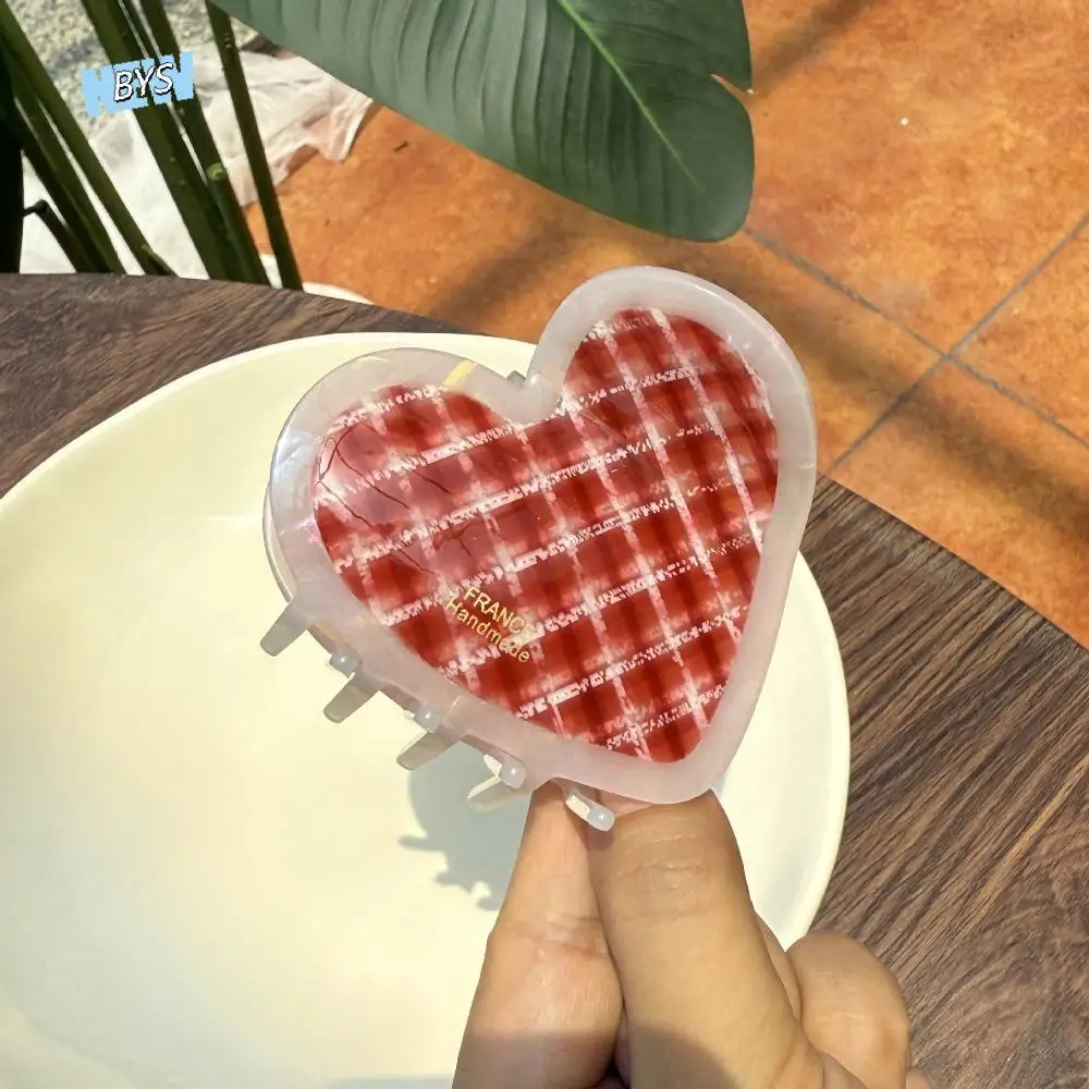 

Hair Clip Elegant Heart Shark Clip Acrylic Solid Color Acetic Acid Hair Claw Korean Style Hairgrips Plaid Hair Claw Women