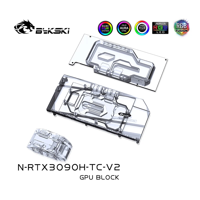 Imagem -03 - Bykski Uso Bloco de Água para Nvidia Rtx 3080 3090 Edição de Referência Gpu Cartão Radiador de Cobre Backplate Ativo Refrigerar Aura Rgb