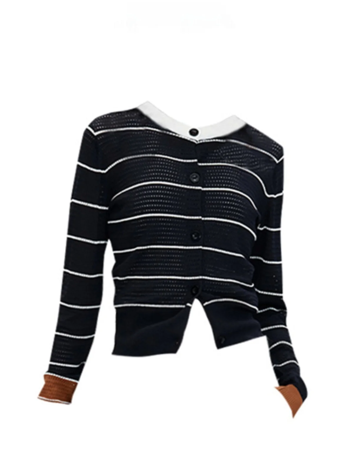 

Черный ажурный трикотажный топ с длинным рукавом для женщин, осенний, для повседневной носки, с утягивающим эффектом на талии, новинка 2026 года, элегантный, повседневный, модный