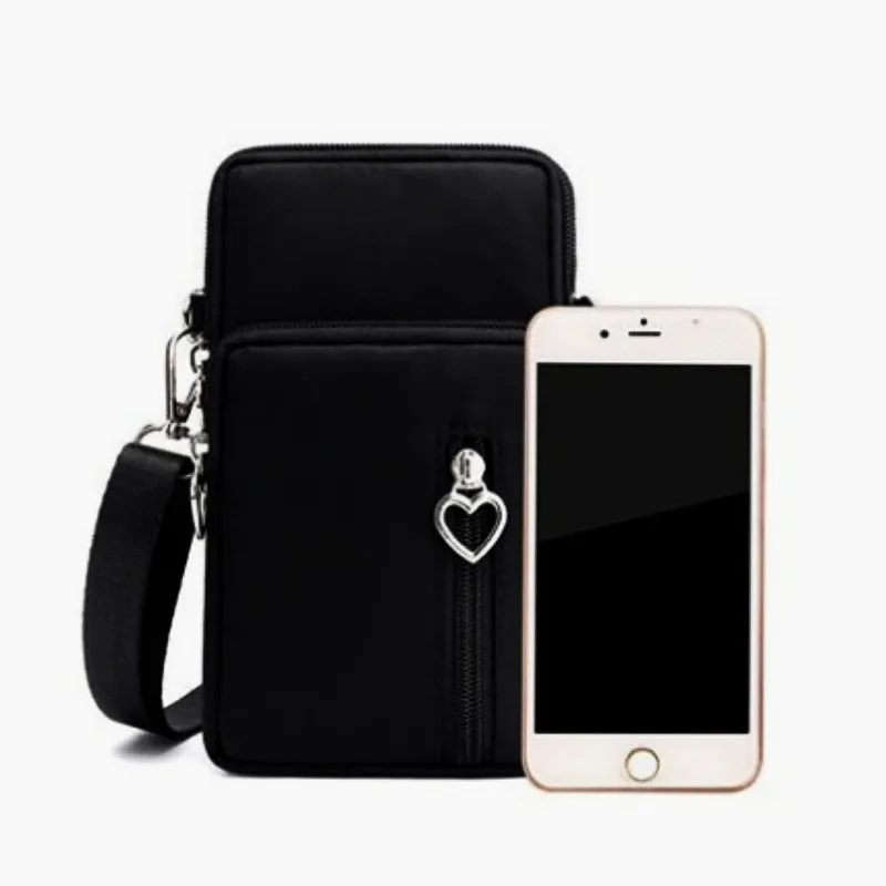 Borsa New Mobile Phone femminile ThreeLayer Mini ShoulderMessenger borsa da braccio per cambio chiave da polso