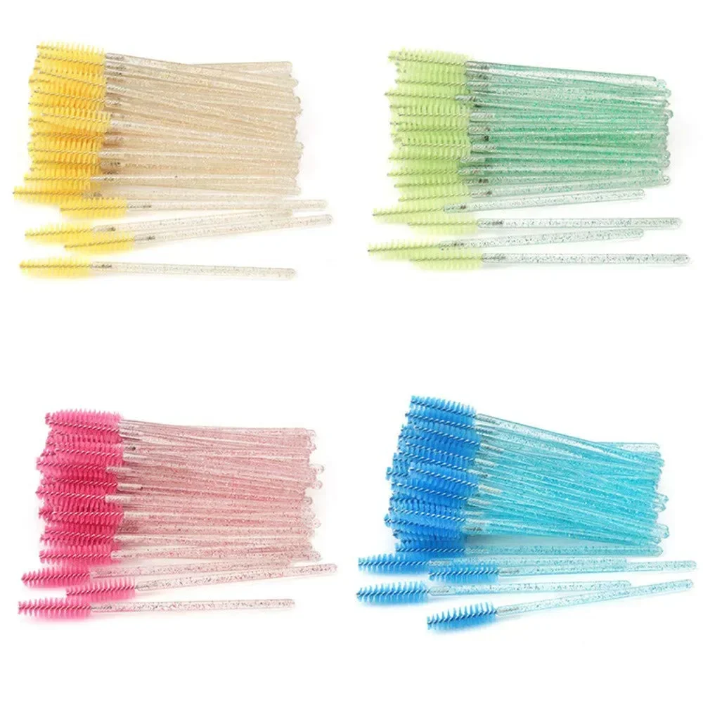 Pinceles de maquillaje para pestañas, 50 Uds., aplicador de rímel desechable individual, peine, varita, herramientas de pinceles de maquillaje para pestañas, 6 colores