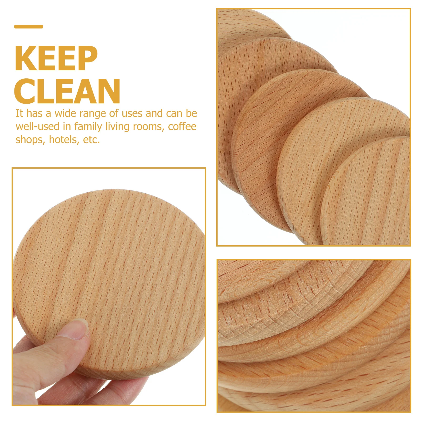 

6Pcs Wooden Cup Coasters Heat Resistant Table Cushions Practical Drink Pads for Coffee Shop Wood Coasters