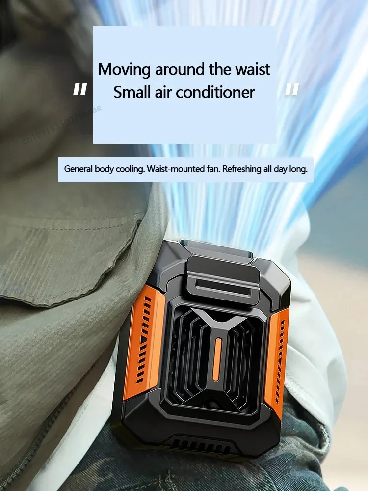 Personal Belt Clip Fan Portable Power Bank Flashlight Wearable Fan Hanging Neck Fan for Outdoor Works Hiking Camping