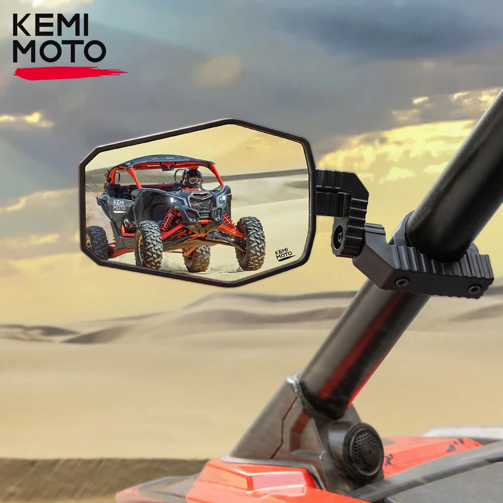 KEMIMOTO Adjustable UTV Side Mirror Fits 1.65-2in Roll Bar  Compatible with Polaris RZR for Can-am X3 for Cfmoto for Arctic Cat