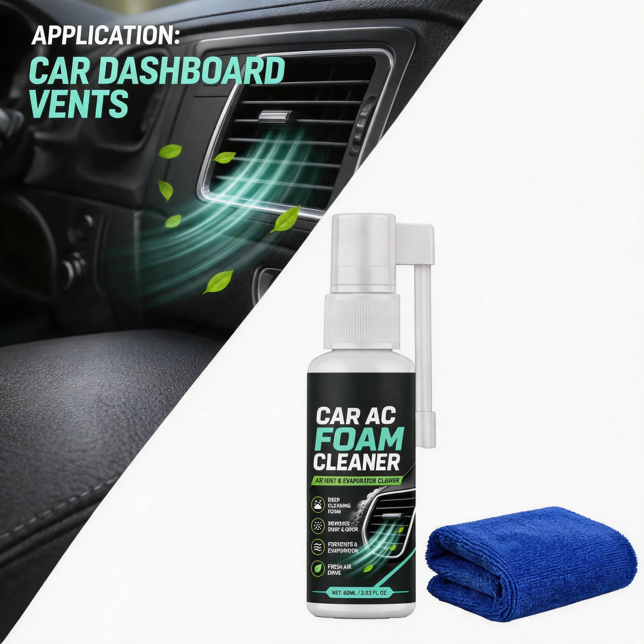 Odor Eliminator Car - Espuma Limpiadora Antibacteriana para Aire Acondicionado
