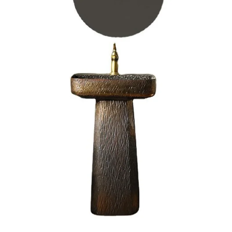 

Dark red black spot household integrated column washbasin bathroom washbasin outdoor round ceramic column basin