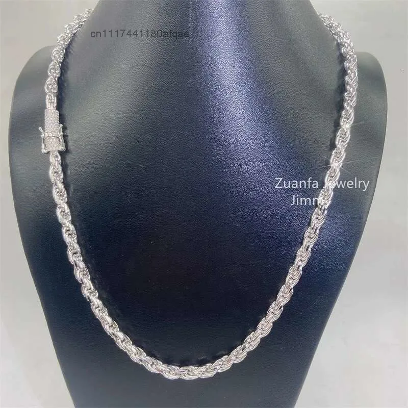 Custom Made Rapper Luxury Hiphop Jewelry 925 Sterling Silver Vvs Moissanite Diamond Lock Rope Chain.