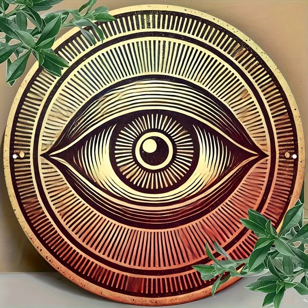 [2D Flat] 1pc Round Metal Aluminum Sign Plaque, Vintage Decorative, 