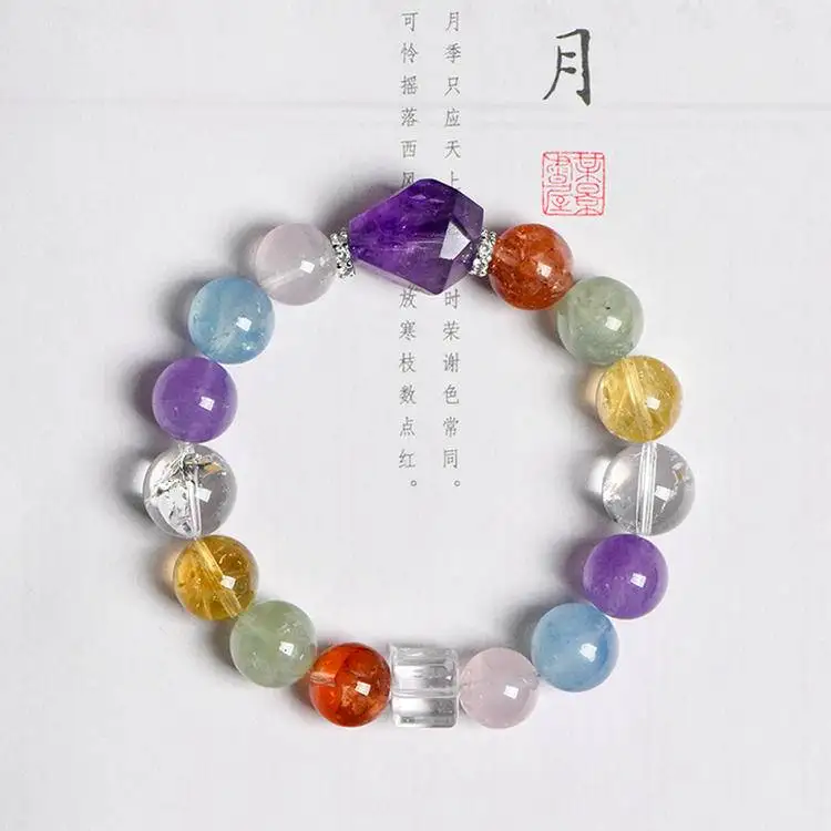 2025New Designer Amethyst Crystal Faceted Multi-Gemstone Bracelet - Stylish Crystal Jewelry for Women