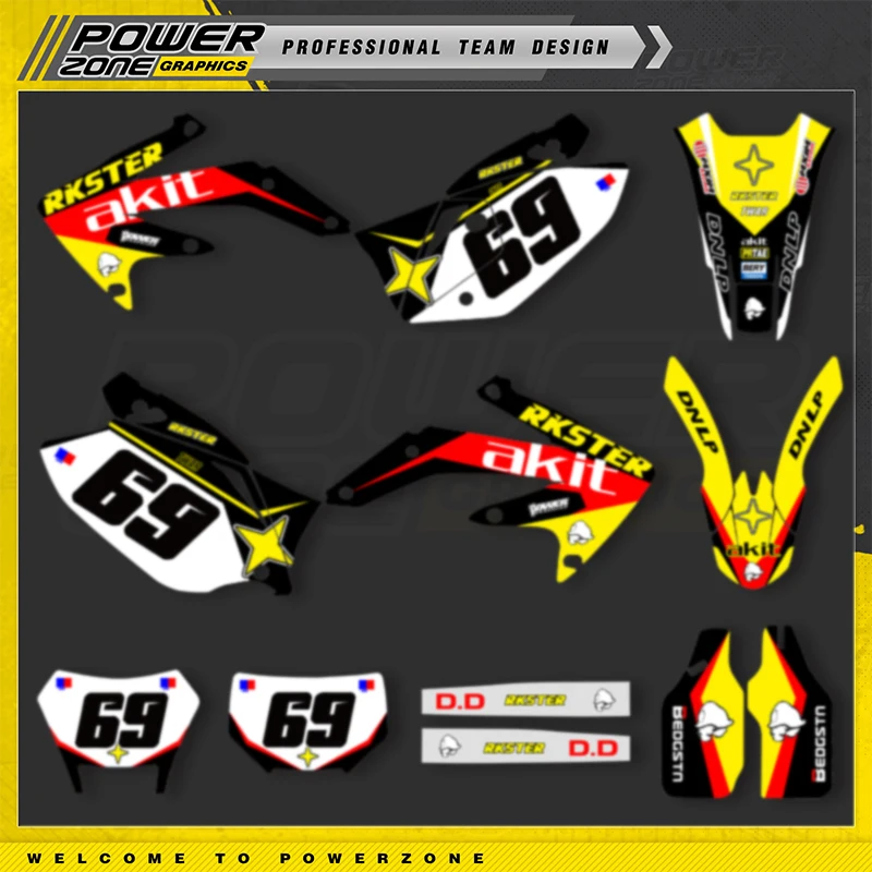 PowerZone Motorcycle Graphics Backgrounds Decals Stickers Kit For HONDA CRF450X 2018 2017-2005 Motocycle Name Number Custom