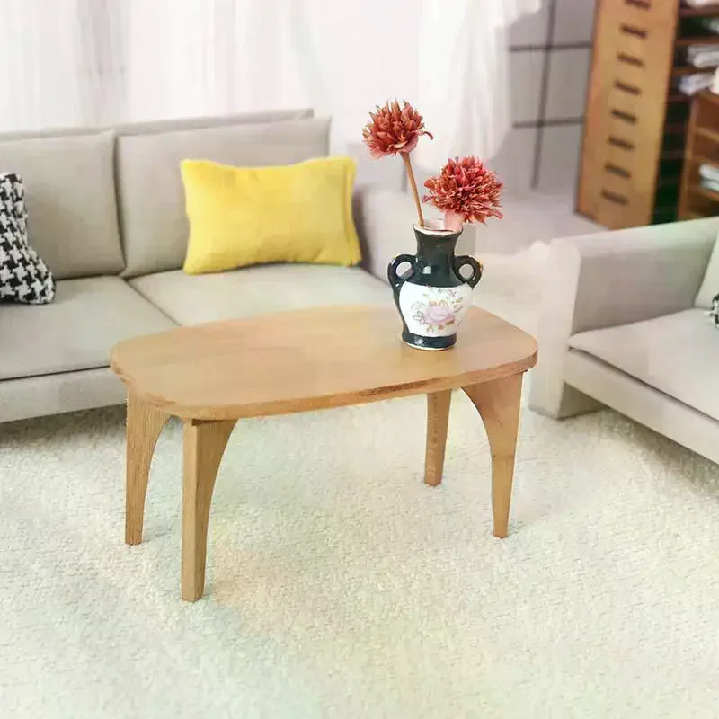 لطيف دمية المنمنمات الكرز الخشب طاولة القهوة مكتب نموذج أثاث صغير الحلي الاطفال التظاهر اللعب لعبة DIY بها بنفسك ملحق الهدايا