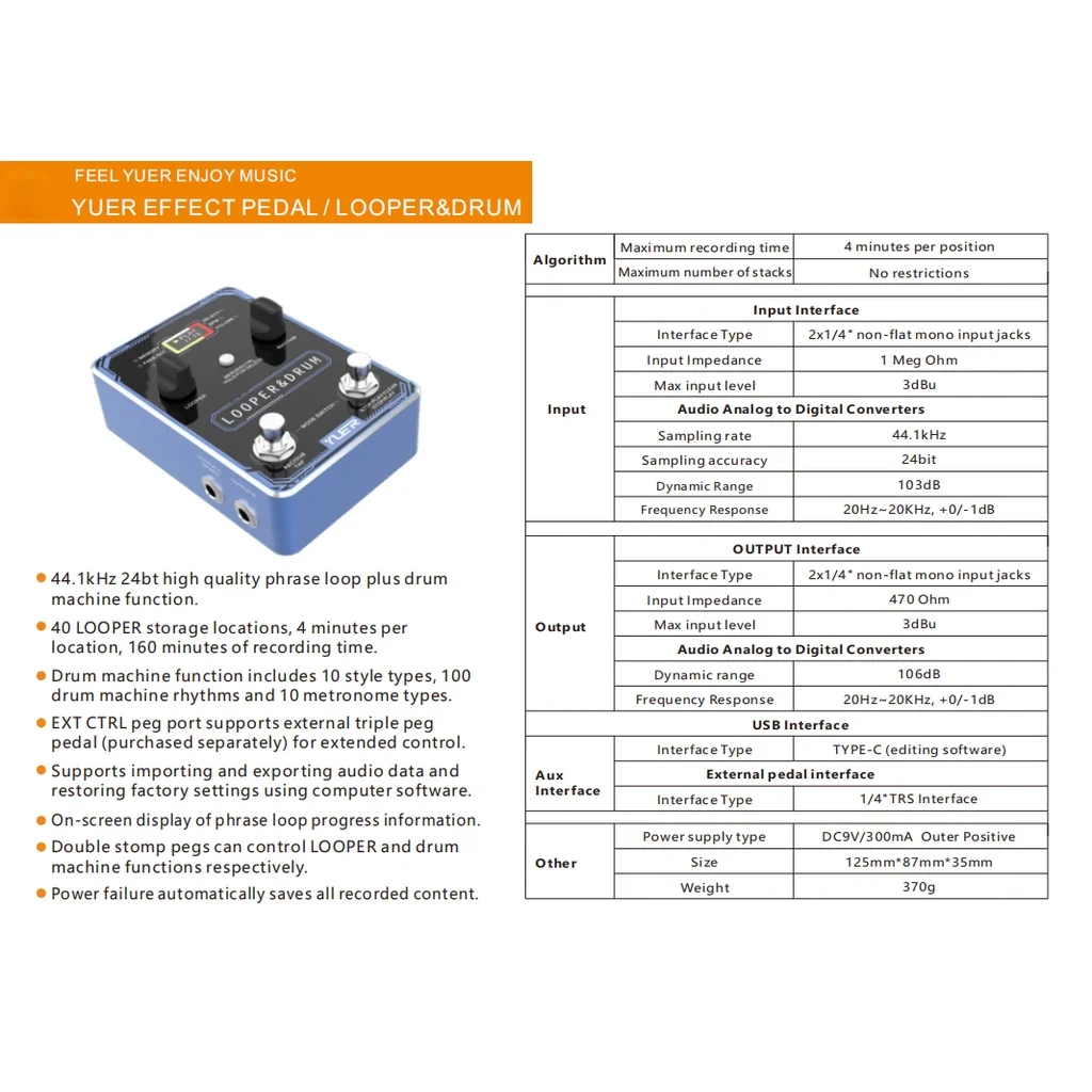 เครื่องตีกลองกีต้าร์แป้นเหยียบห่วงและกลอง40 100จัดเก็บจังหวะ10เมตรชิ้นส่วนกีตาร์เบส