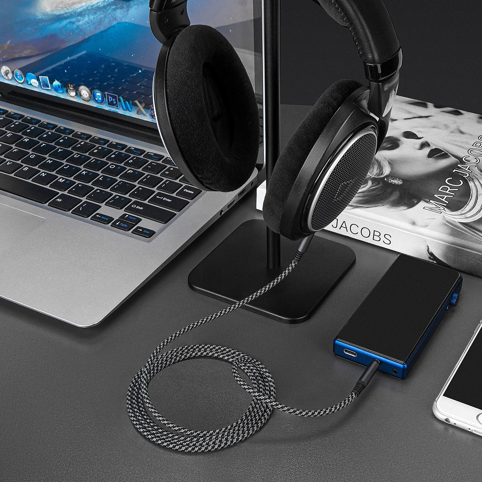 كابل صوت Geekria متوافق مع Sennheiser HD620S، HD599SE، HD599، HD598، HD598SE، HD560S، HD598SR، HD400PRO، HD579، HD569
