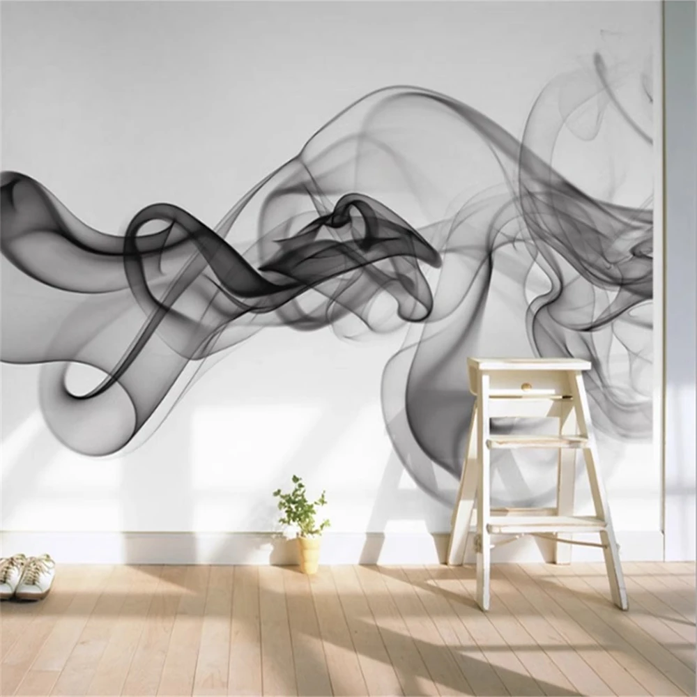 Custom Photo art White marble Wallpaper Restaurant Clubs KTV Bar 3D deco mural art Ink smoke Wall Paper landscape TV background