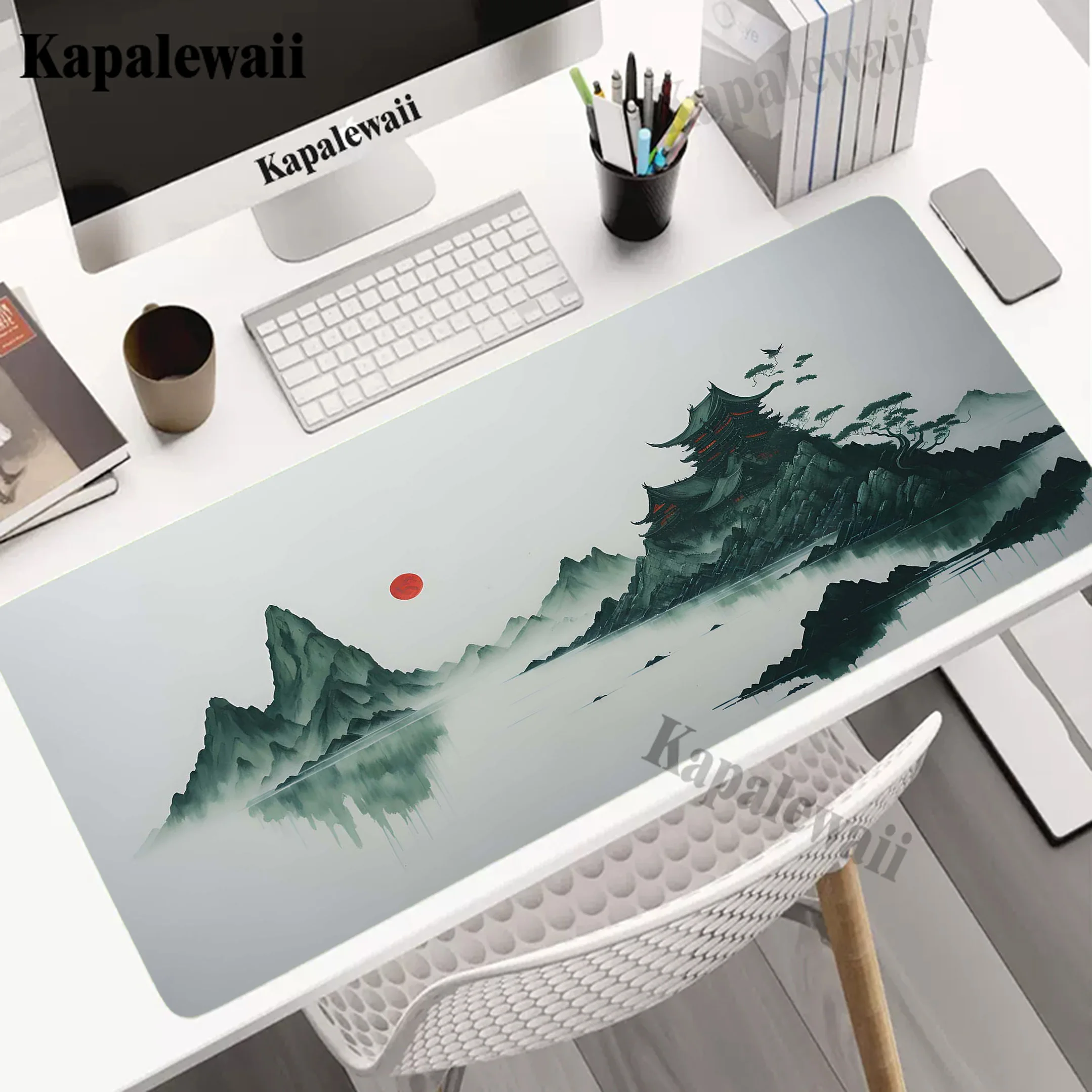 Mountain Serenity Japan Art Large Mousepad Non-slip XXL Office Mouse Pad Gaming Carpet Locking Edge Mouse Mat Game Keyboard Pads