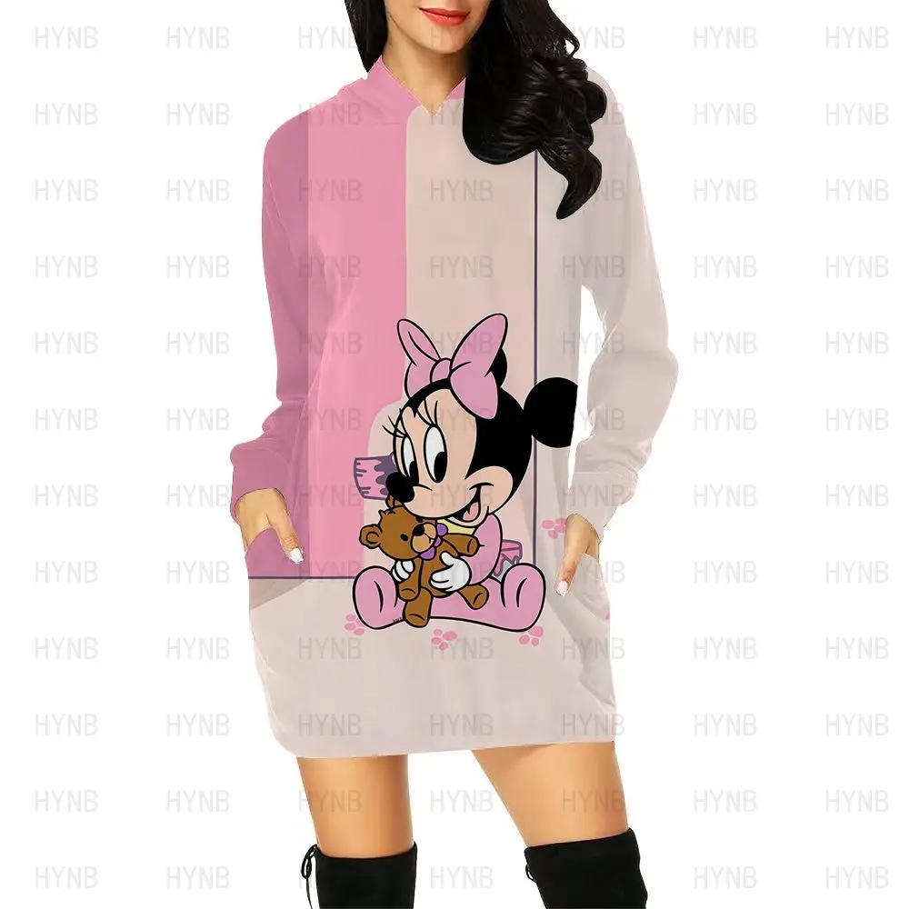 Hoodie Dress Disney Elegant Dresses for Women Mickey Luxury Party Mini Prom Long Sleeves Woman Clothes Minnie Mouse Women\'s 2022