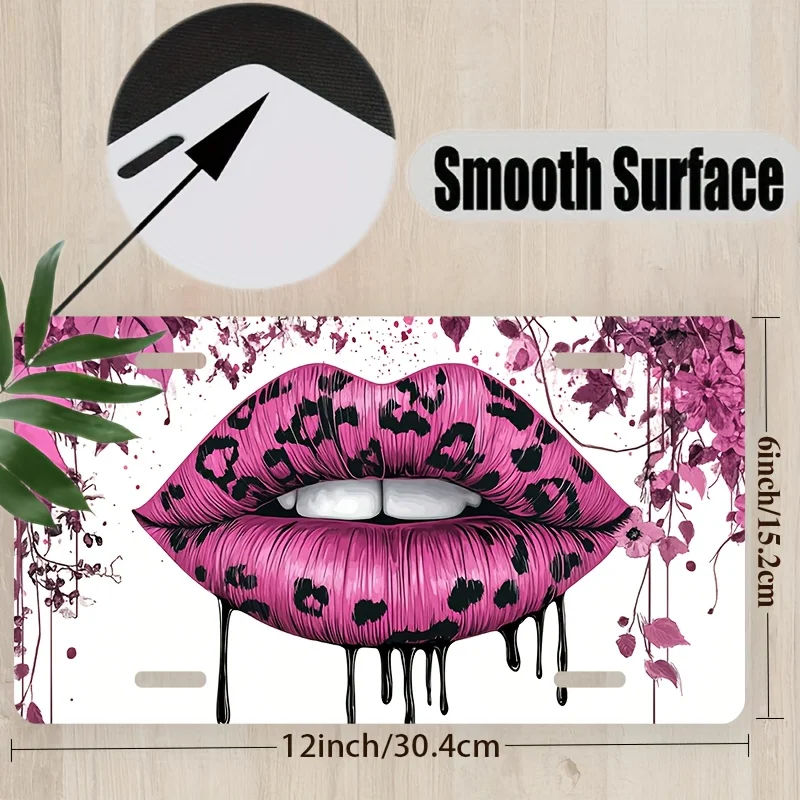 2D Flat - [Enable ] 2D Flat2D Plane - 1 2D Plane for Decoration Solely, CPCC License Cover And Frame, Pink Lips And Leopard Prin