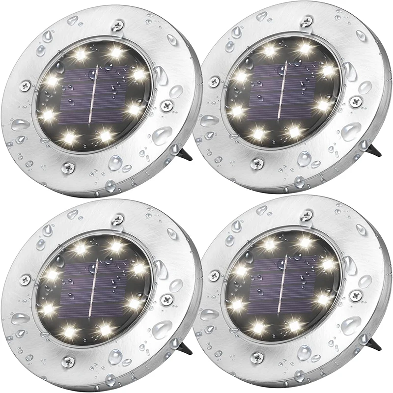 solar power disk light 8led ao ar livre jardim subterraneo deck holofotes enterrado lampada led decoracao de jardim 01