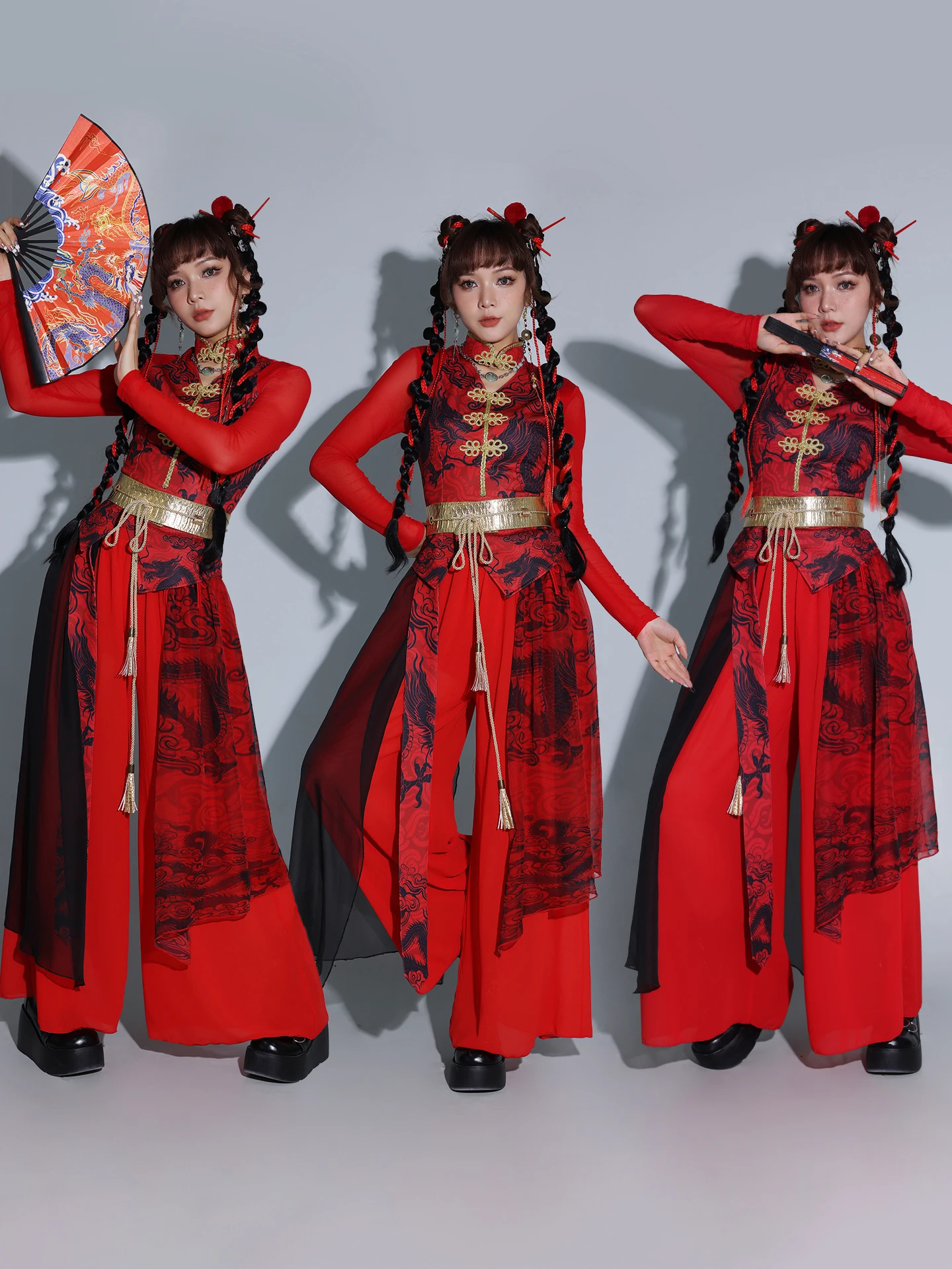 

Женский сценический костюм для джазовых танцев в национальном стиле, комплект для выступлений, традиционная китайская одежда