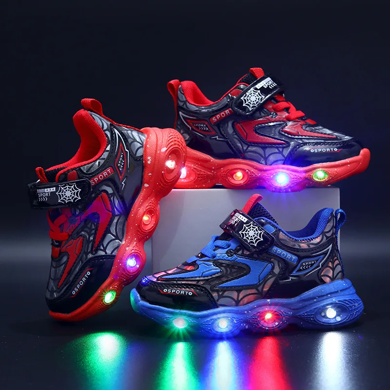 LED Luminous Children's Sneakers 2024 Spring and Autumn New Children's Sports Shoes 1-6 Year Old Boys' Casual Running Shoes