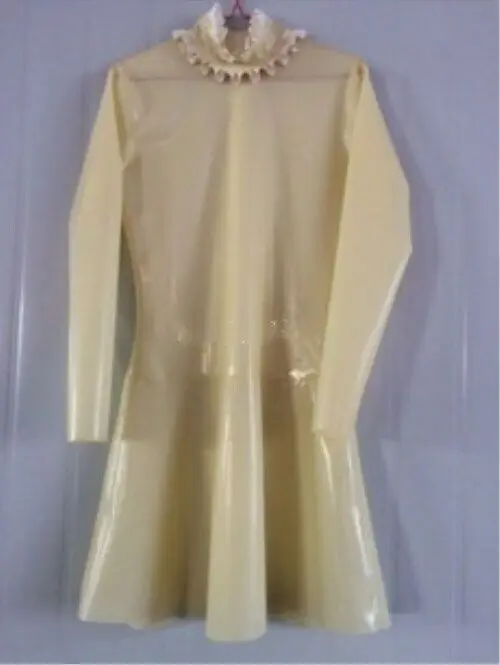 

Latex Dress 100% Rubber Gummi Transparent Ruffle Skirts Sexy Hip Size XL