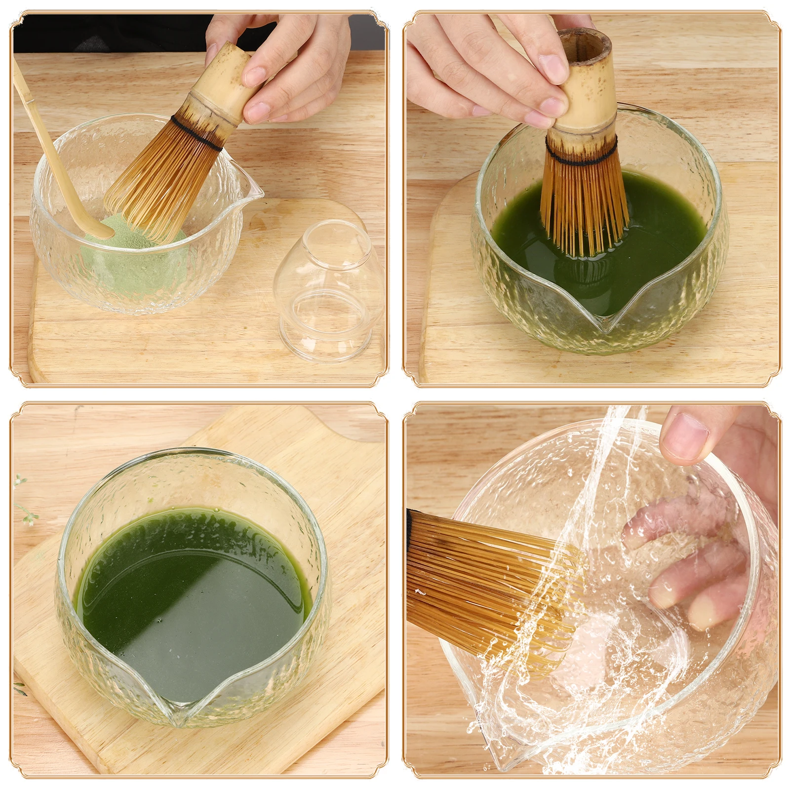 Matcha mixing tool with stainless steel sieve ceramic bowl bamboo brush to make matcha set