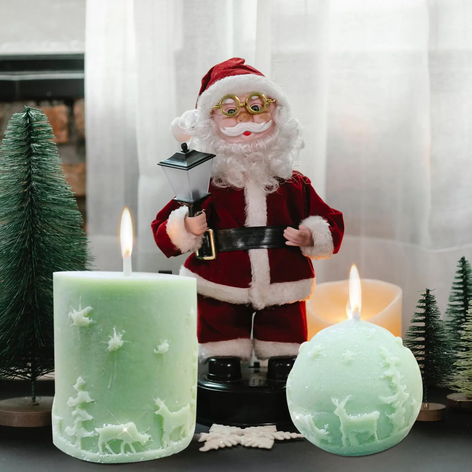 

2 Pcs Scented Mold Xmas Ornament Silicone Christmas DIY Candles Maker Container Making