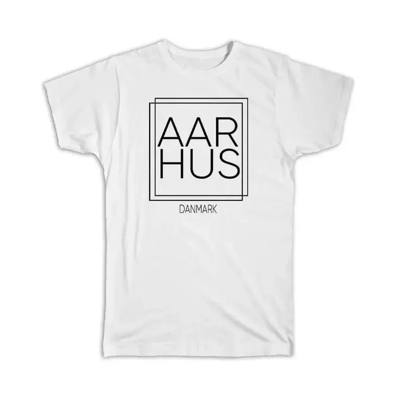 AArhus Denmark Square Modern Minimalist Font T shirt
