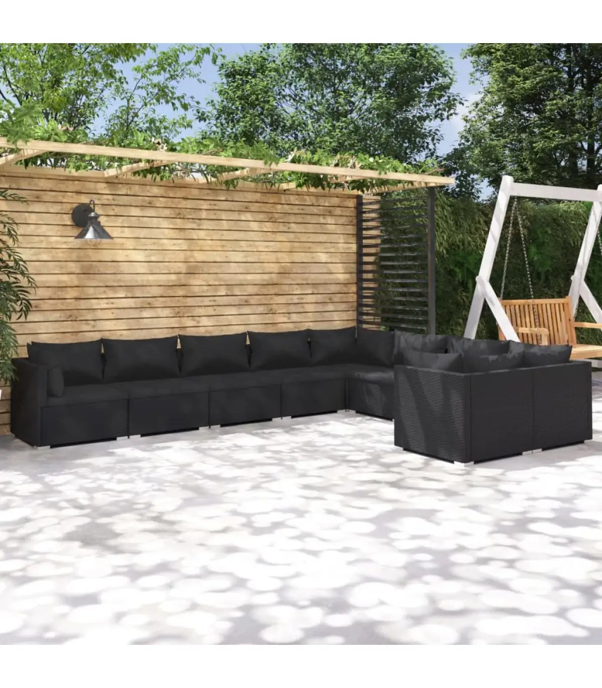 Garden sets garden furniture Set 9 PCs and black synthetic rattan cushions