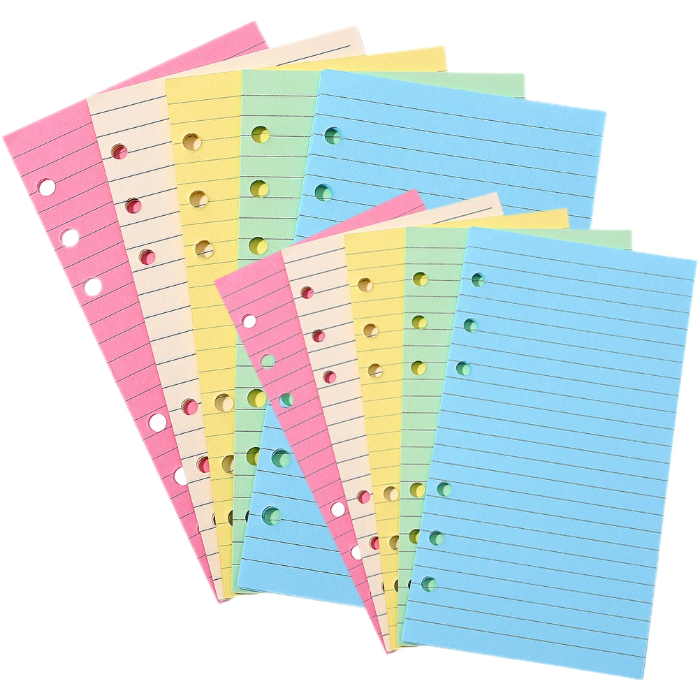 Loose-leaf Notebook Refill 2 Books Colored Paper Journal Inserts Binder Lined A5 Paper Filler Practical Study Work Planning