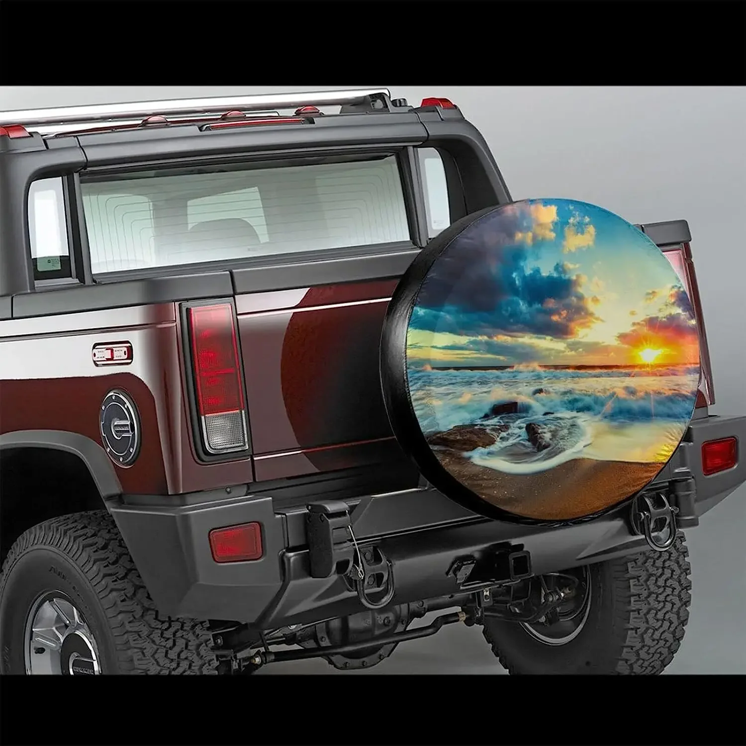 Amazing Tropical Ocean Beach Sunset Spare Tire Cover Wheel Protectors Water Dustproof Fit for SUV Truck Camper Travel Camping