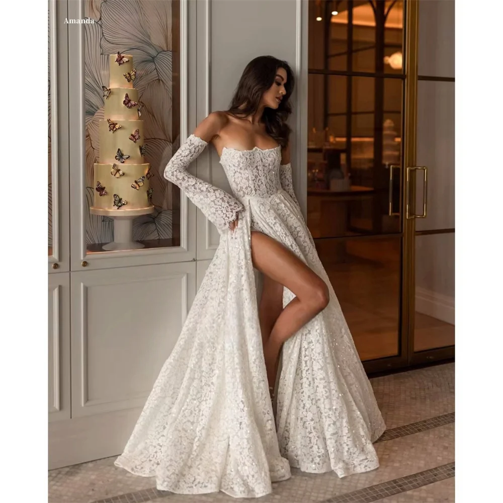 

Amanda индивидуальное бальное платье с высоким разрезом и вышивкой по бокам, платья для выпускного вечера без бретелек, платья de noche длиной до пола, вечернее платье