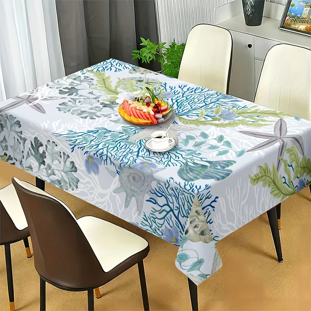 One piece of polyester tablecloth with sea breeze star-shaped coral shell pattern