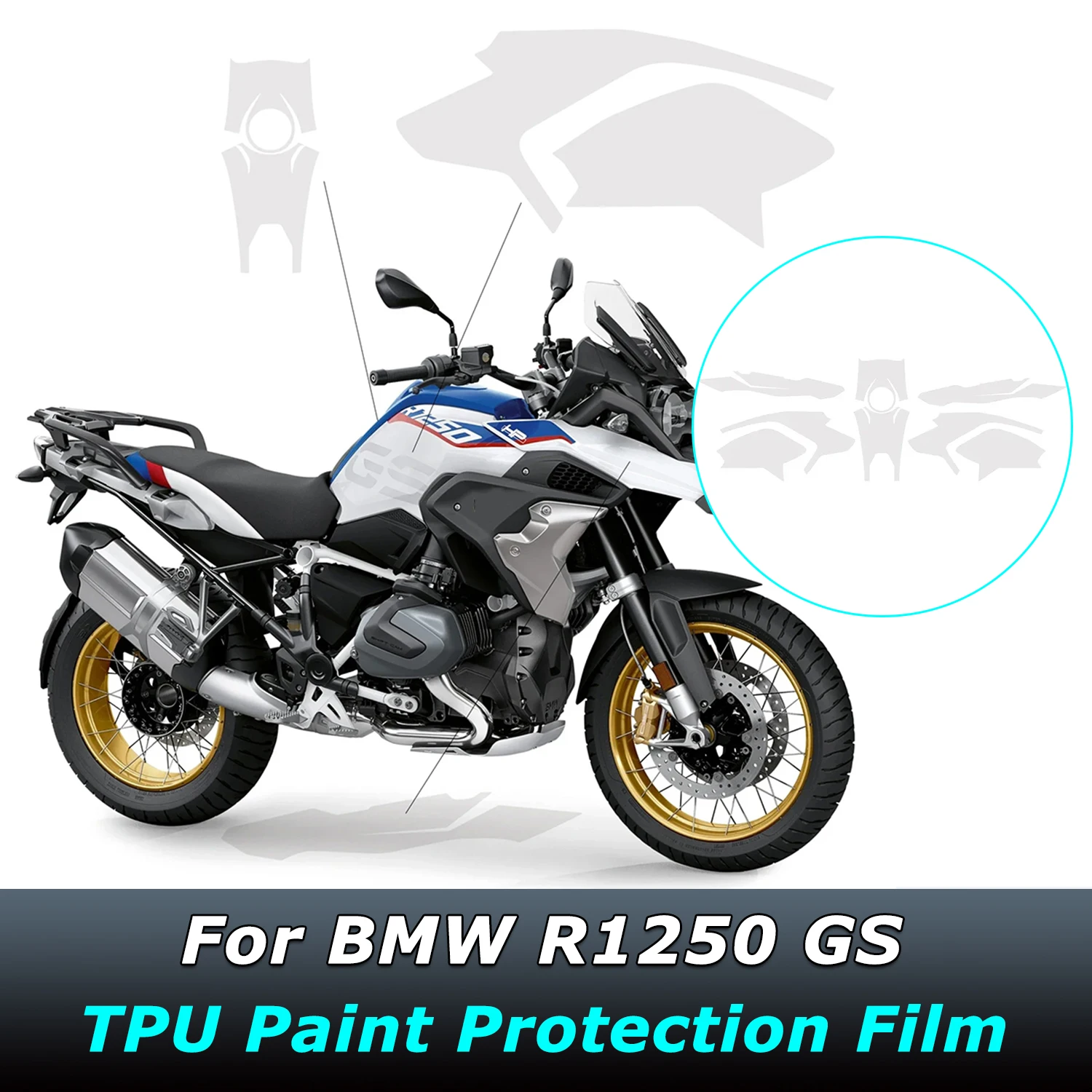 For BMW R1250 GS R 1250GS R 1250 GS R1250GS PPF Motorcycle Paint Protection Fits Fairing Protection Clear TPU Anti-scratch Film