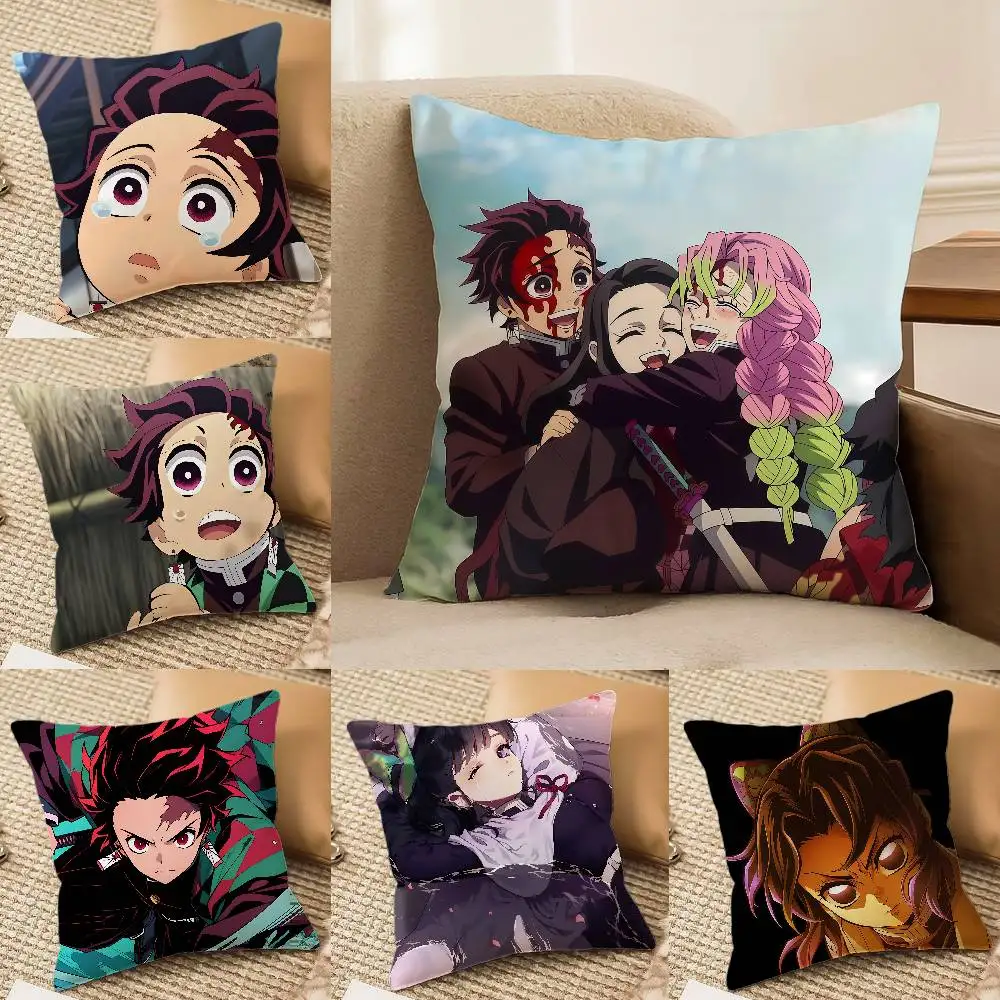 Demon Slayer Hashira Collection Anime Plush Pillow Cover Soft Short Plush Cushion Cover For Sofa Bedroom Home Decor Gift