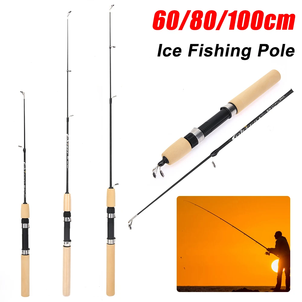 

60/80/100cm Ice Fishing Rod Telescopic Fishing Rod Winter Fishing Rod Retractable Fishing Pole for Fishing Beginners