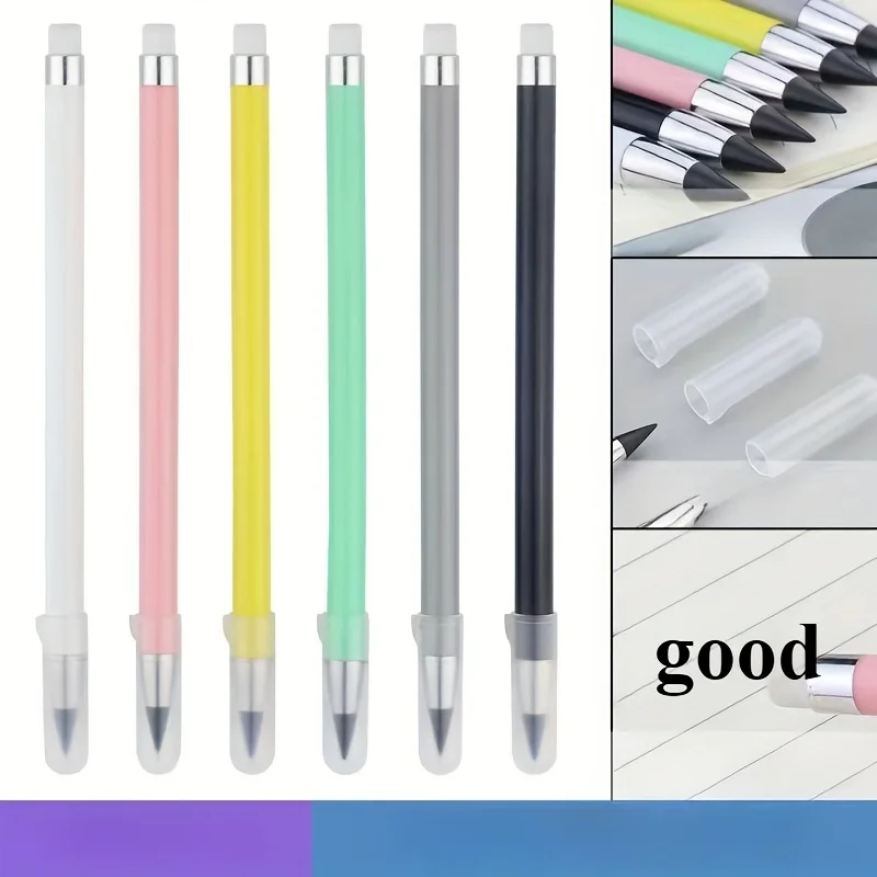 6 Mixed Color Macaron Pencil with Rubber - Exquisite Writing Tool, Durable Creative Writing, Easy to Hold, Pen Core Durable