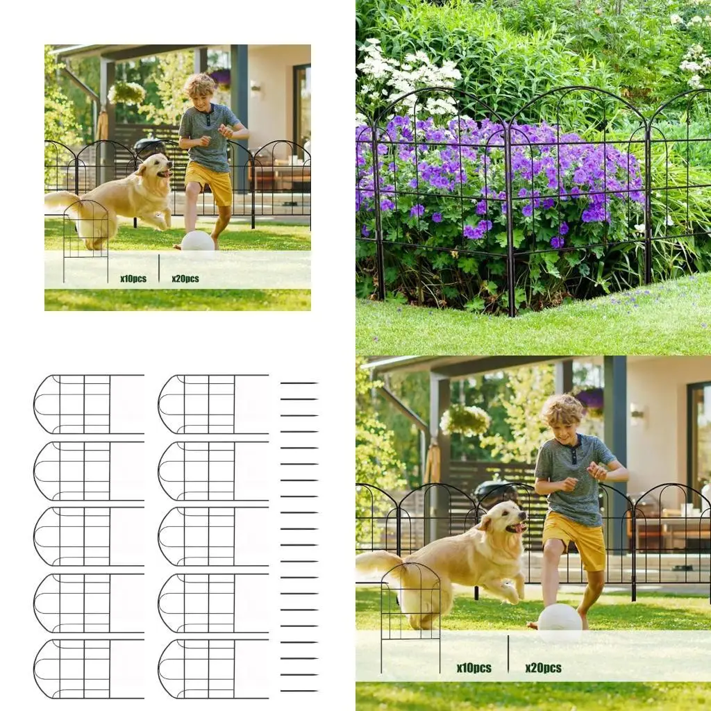 10Pcs Weather Resistant Iron Garden Fence Flower Edging Animal Barrier for Yard D2RD